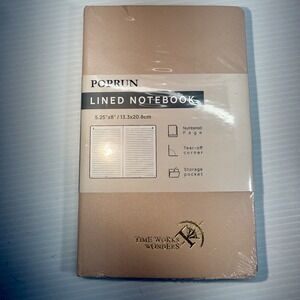 Poprun Notebook Lined Page Numbered Journal - Time Works Wonders Book Pink NEW